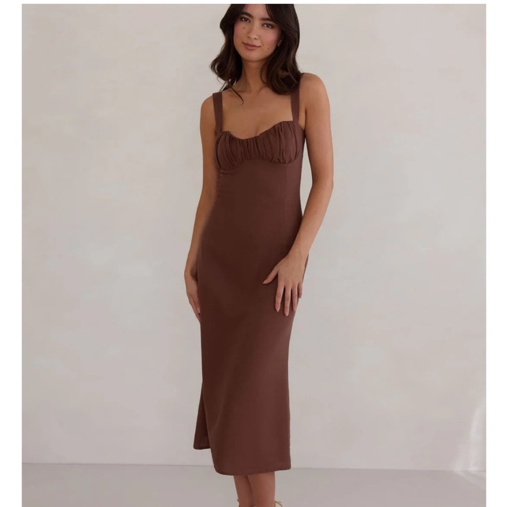 Park & Fifth Varley Linen Cocoa Brown Dress